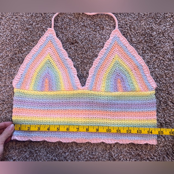 Sincerely Jules Pastel Rainbow Knit Crop Top NWT - Picture 5 of 8